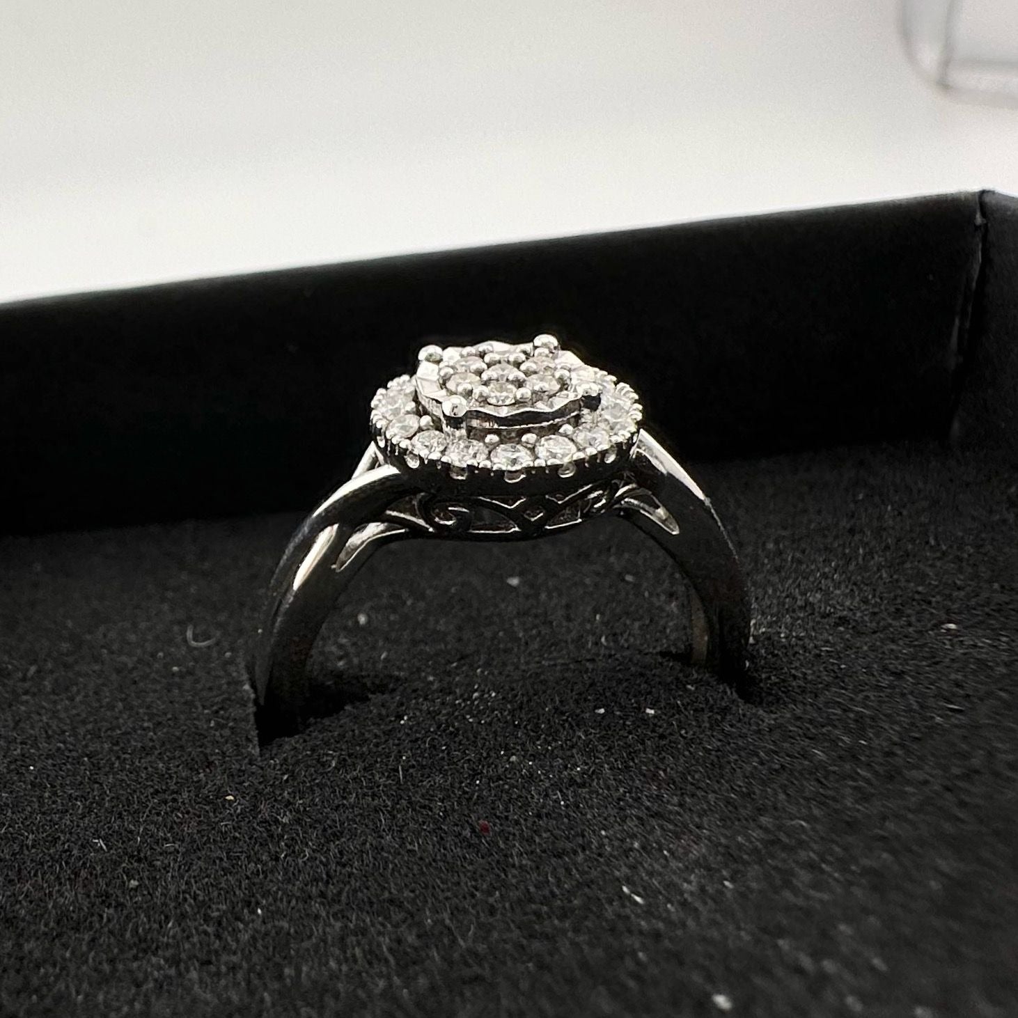 1/4 Ct Lab Grown Diamond Cluster Twisted Shank Ring - SIze 7 - Sterling Silver A+ Stuff  A+ Stuff Diamond Ring