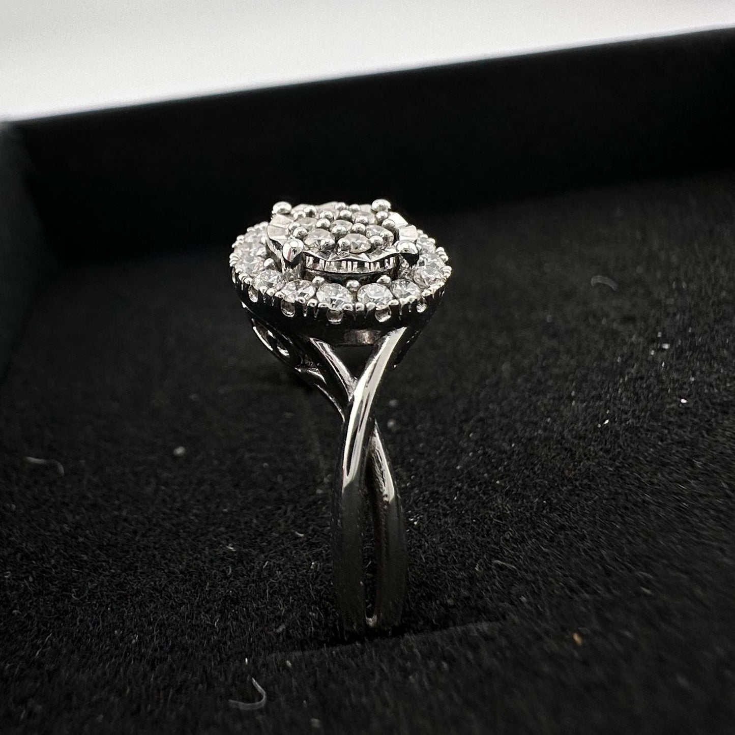 1/4 Ct Lab Grown Diamond Cluster Twisted Shank Ring - SIze 7 - Sterling Silver A+ Stuff  A+ Stuff Diamond Ring