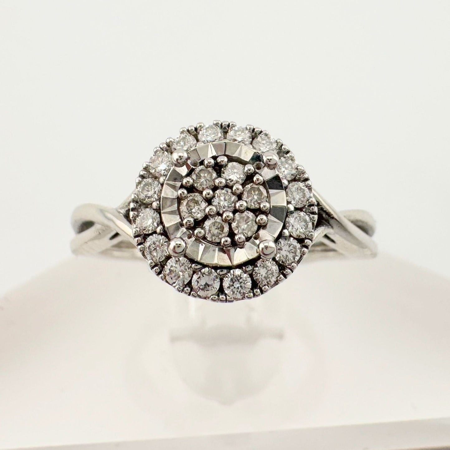 1/4 Ct Lab Grown Diamond Cluster Twisted Shank Ring - SIze 7 - Sterling Silver A+ Stuff  A+ Stuff Diamond Ring
