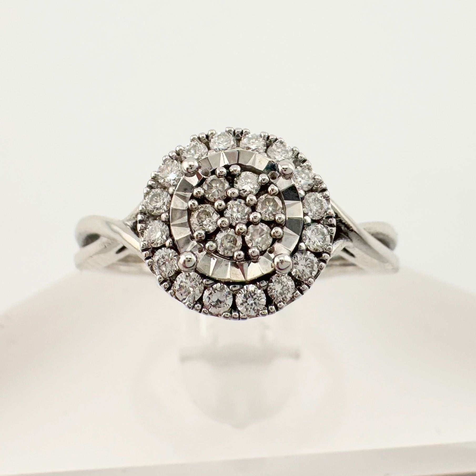 1/4 Ct Lab Grown Diamond Cluster Twisted Shank Ring - SIze 7 - Sterling Silver A+ Stuff  A+ Stuff Diamond Ring