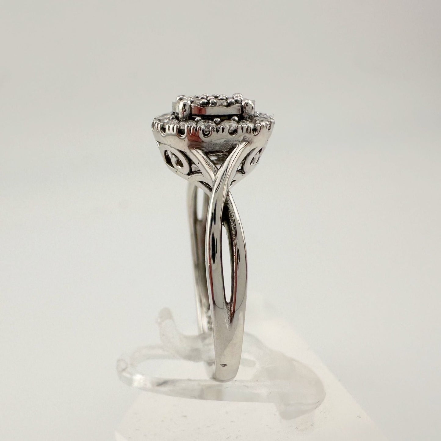 1/4 Ct Lab Grown Diamond Cluster Twisted Shank Ring - SIze 7 - Sterling Silver A+ Stuff  A+ Stuff Diamond Ring