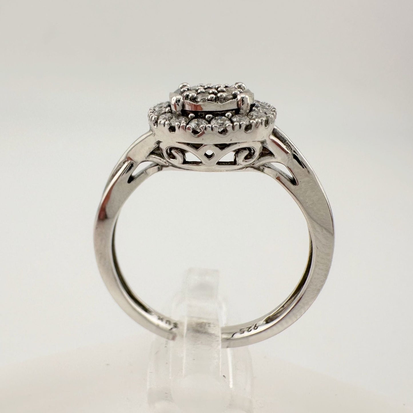 1/4 Ct Lab Grown Diamond Cluster Twisted Shank Ring - SIze 7 - Sterling Silver A+ Stuff  A+ Stuff Diamond Ring