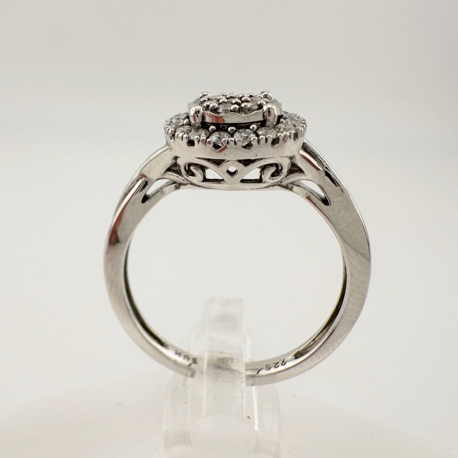 1/4 Ct Lab Grown Diamond Cluster Twisted Shank Ring - SIze 7 - Sterling Silver A+ Stuff  A+ Stuff Diamond Ring