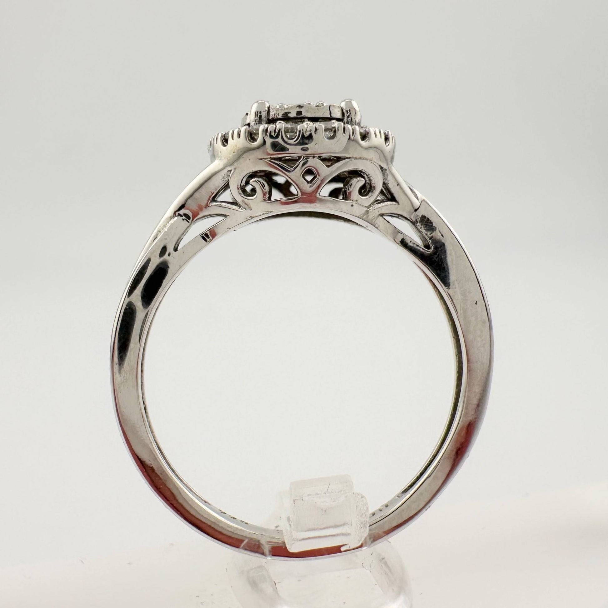 1/4 Ct Lab Grown Diamond Cluster Twisted Shank Ring - SIze 7 - Sterling Silver A+ Stuff  A+ Stuff Diamond Ring