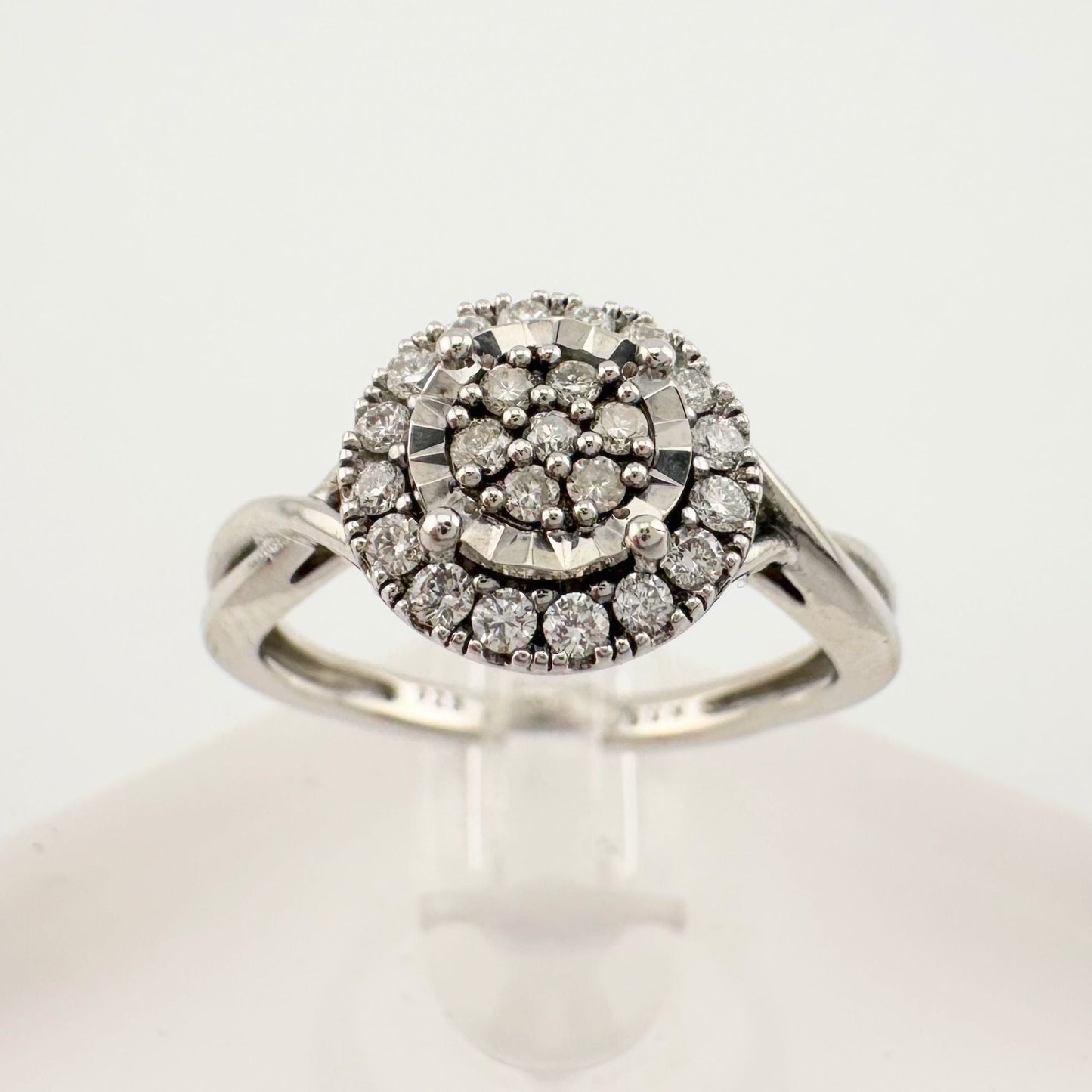 1/4 Ct Lab Grown Diamond Cluster Twisted Shank Ring - SIze 7 - Sterling Silver A+ Stuff  A+ Stuff Diamond Ring