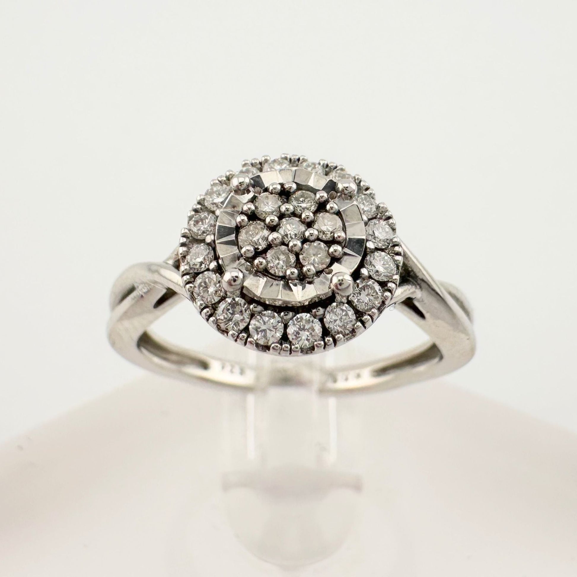 1/4 Ct Lab Grown Diamond Cluster Twisted Shank Ring - SIze 7 - Sterling Silver A+ Stuff  A+ Stuff Diamond Ring