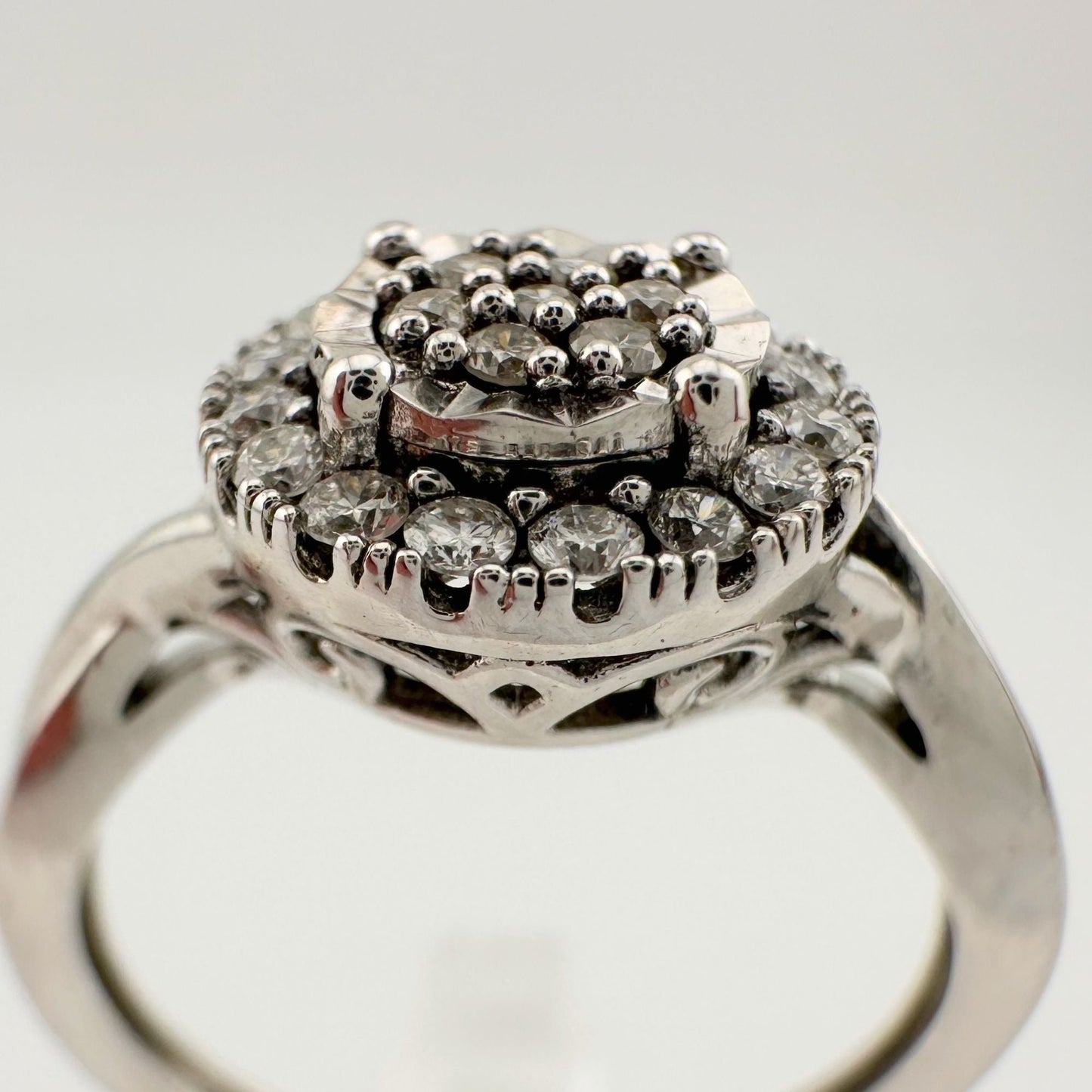 1/4 Ct Lab Grown Diamond Cluster Twisted Shank Ring - SIze 7 - Sterling Silver A+ Stuff  A+ Stuff Diamond Ring