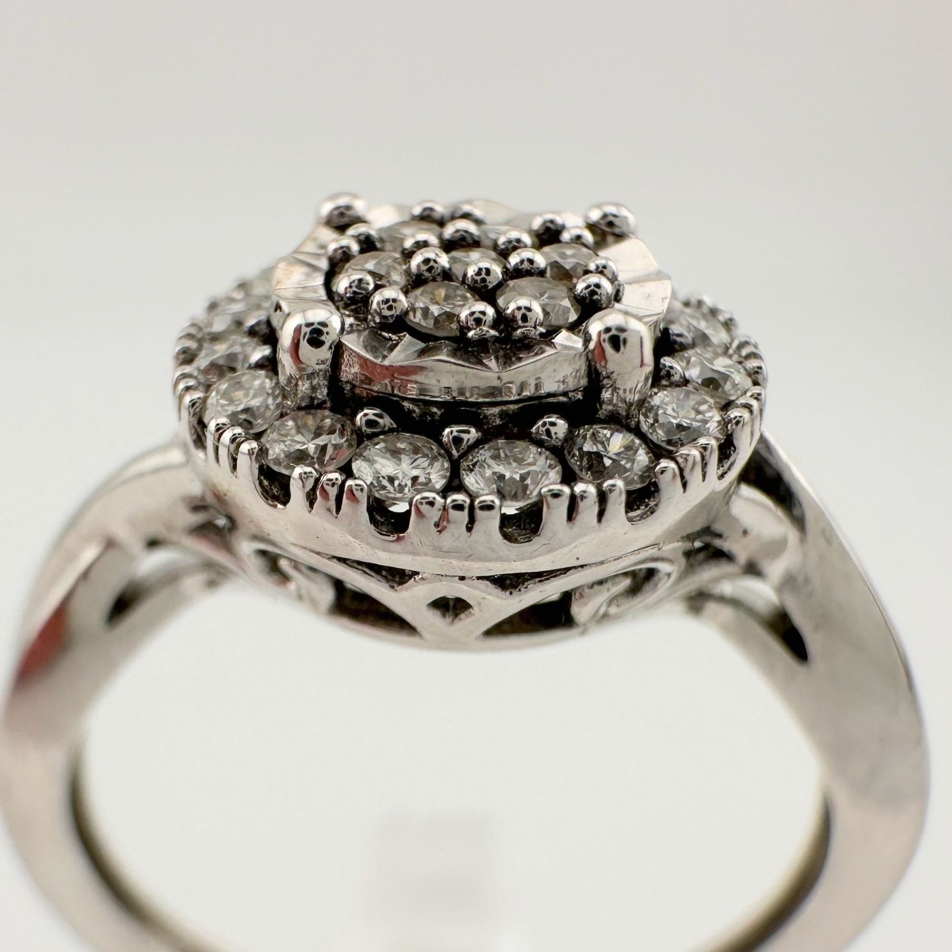 1/4 Ct Lab Grown Diamond Cluster Twisted Shank Ring - SIze 7 - Sterling Silver A+ Stuff  A+ Stuff Diamond Ring