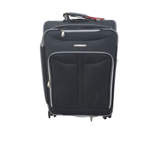 Zippered Olympia Black and Grey Suitcase (missing a wheel)