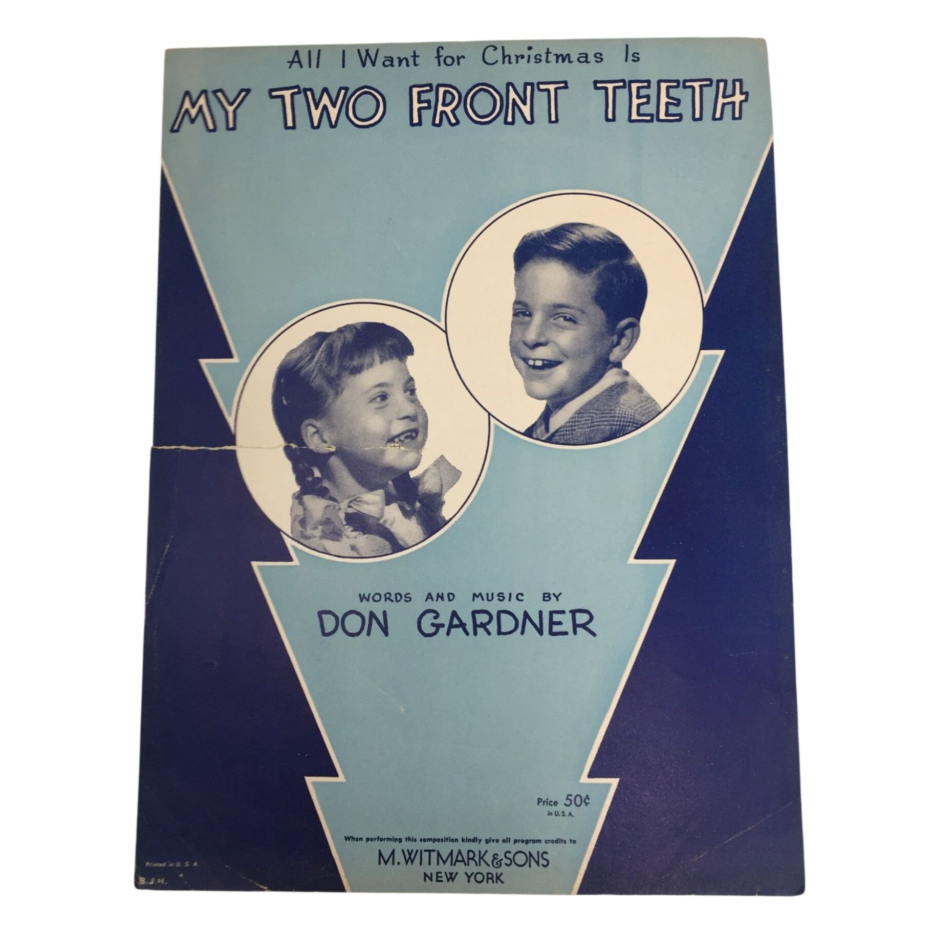 Vintage Sheet Music for the holiday song "(All I Want for Christmas Is) My Two Front Teeth". A+ Stuff  A+ Stuff
