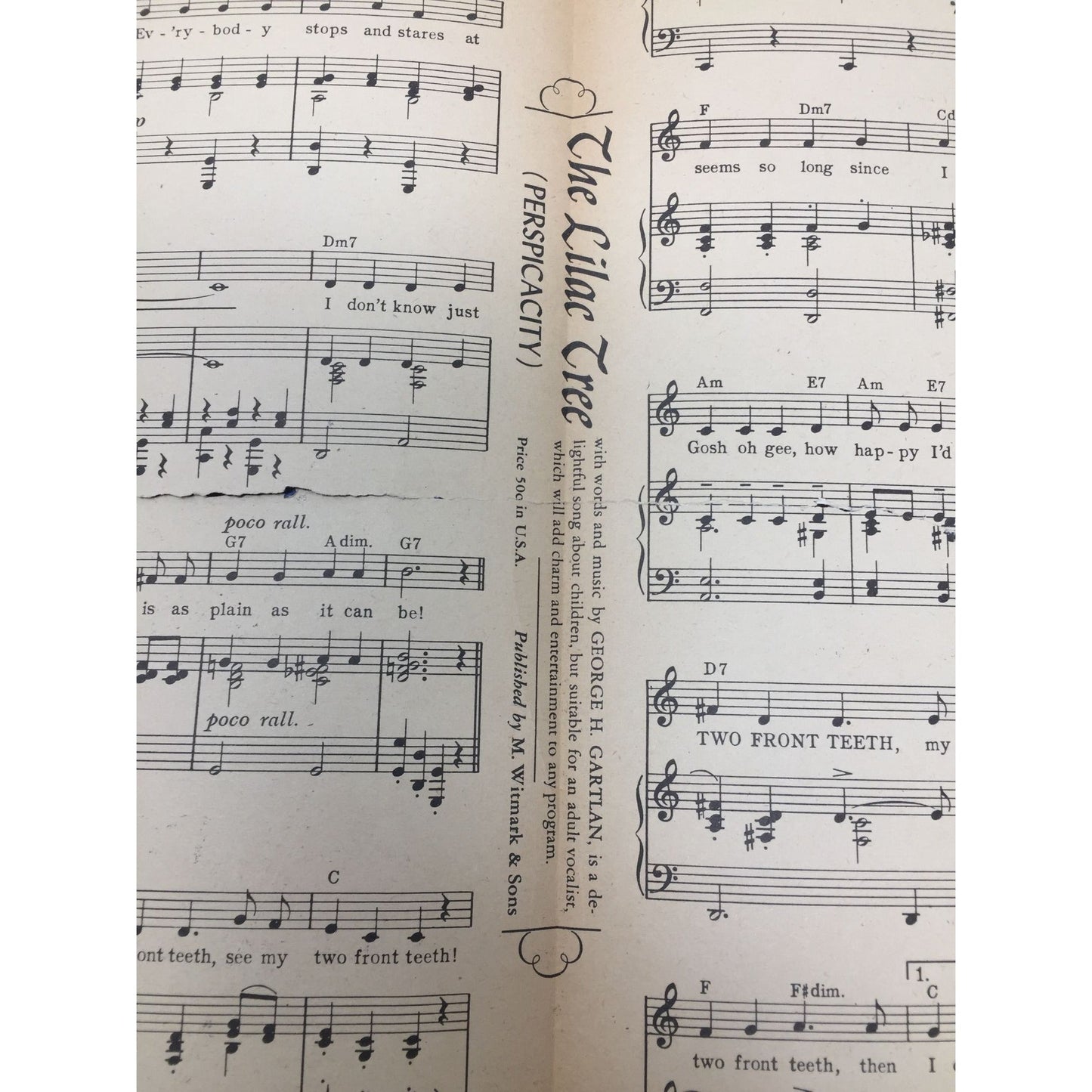 Vintage Sheet Music for the holiday song "(All I Want for Christmas Is) My Two Front Teeth". A+ Stuff  A+ Stuff