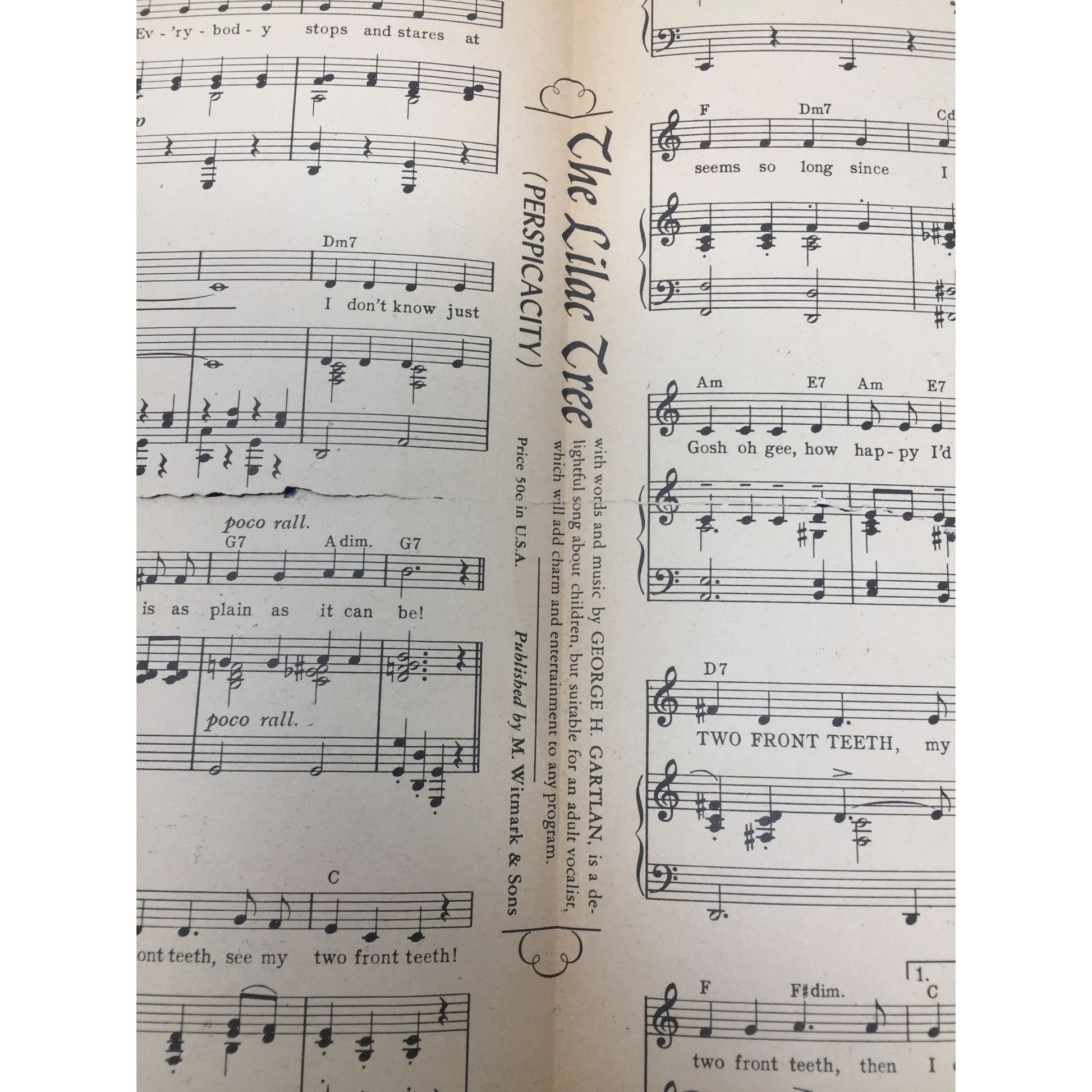 Vintage Sheet Music for the holiday song "(All I Want for Christmas Is) My Two Front Teeth". A+ Stuff  A+ Stuff