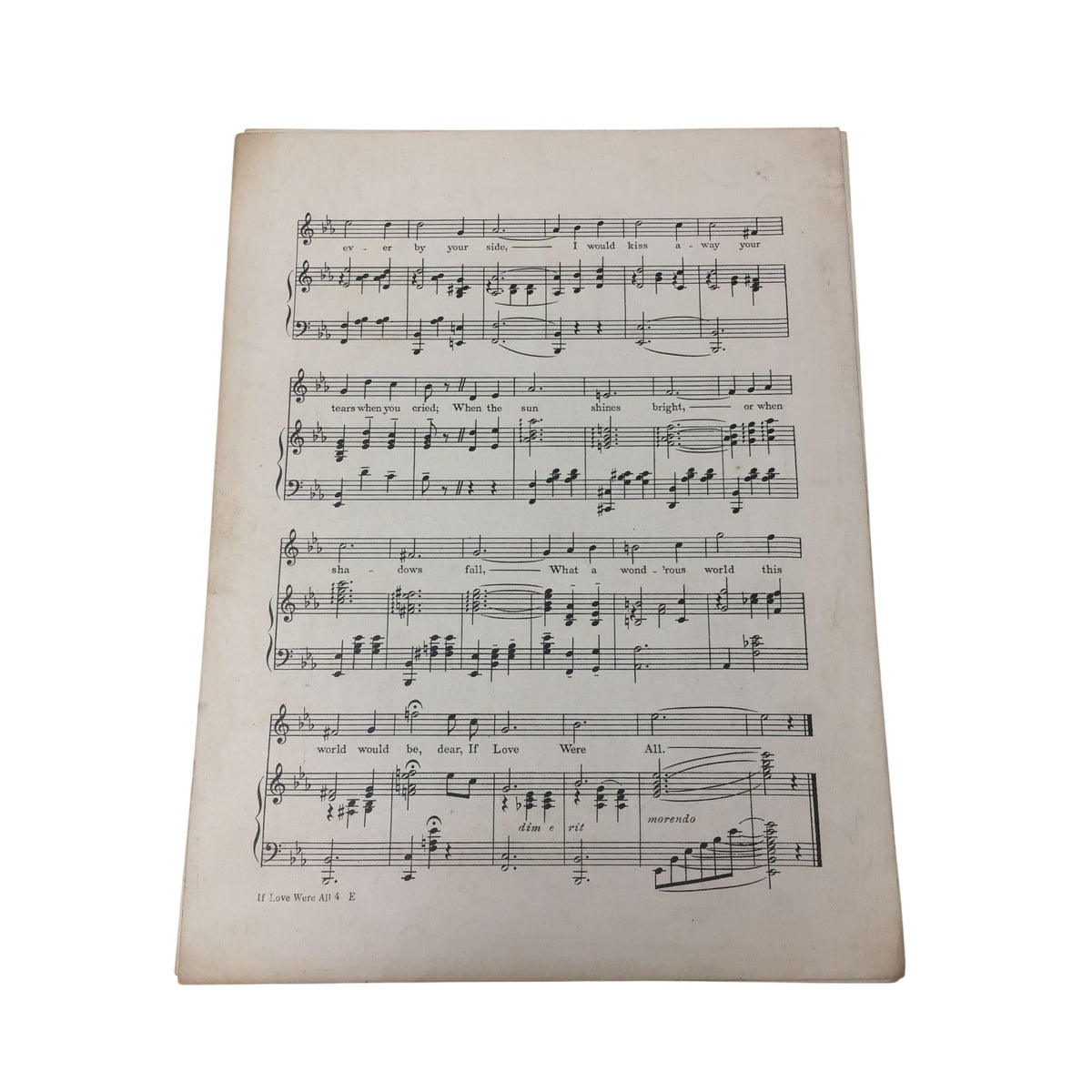 Vintage 1922 sheet music cover for the song "If Love Were All" A+ Stuff  A+ Stuff SHEET MUSIC