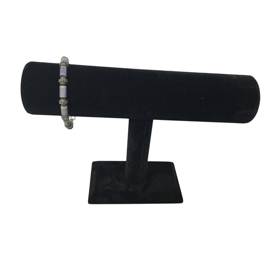 Women's Silver tone Bracelet with Blue and Silver Beads