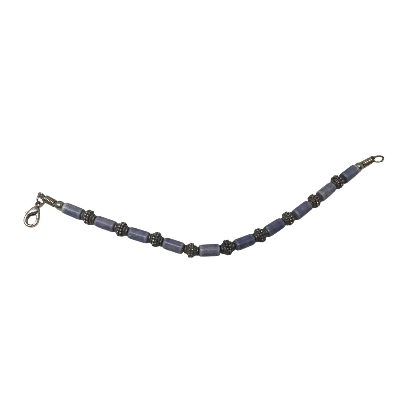 Women's Silver tone Bracelet with Blue and Silver Beads