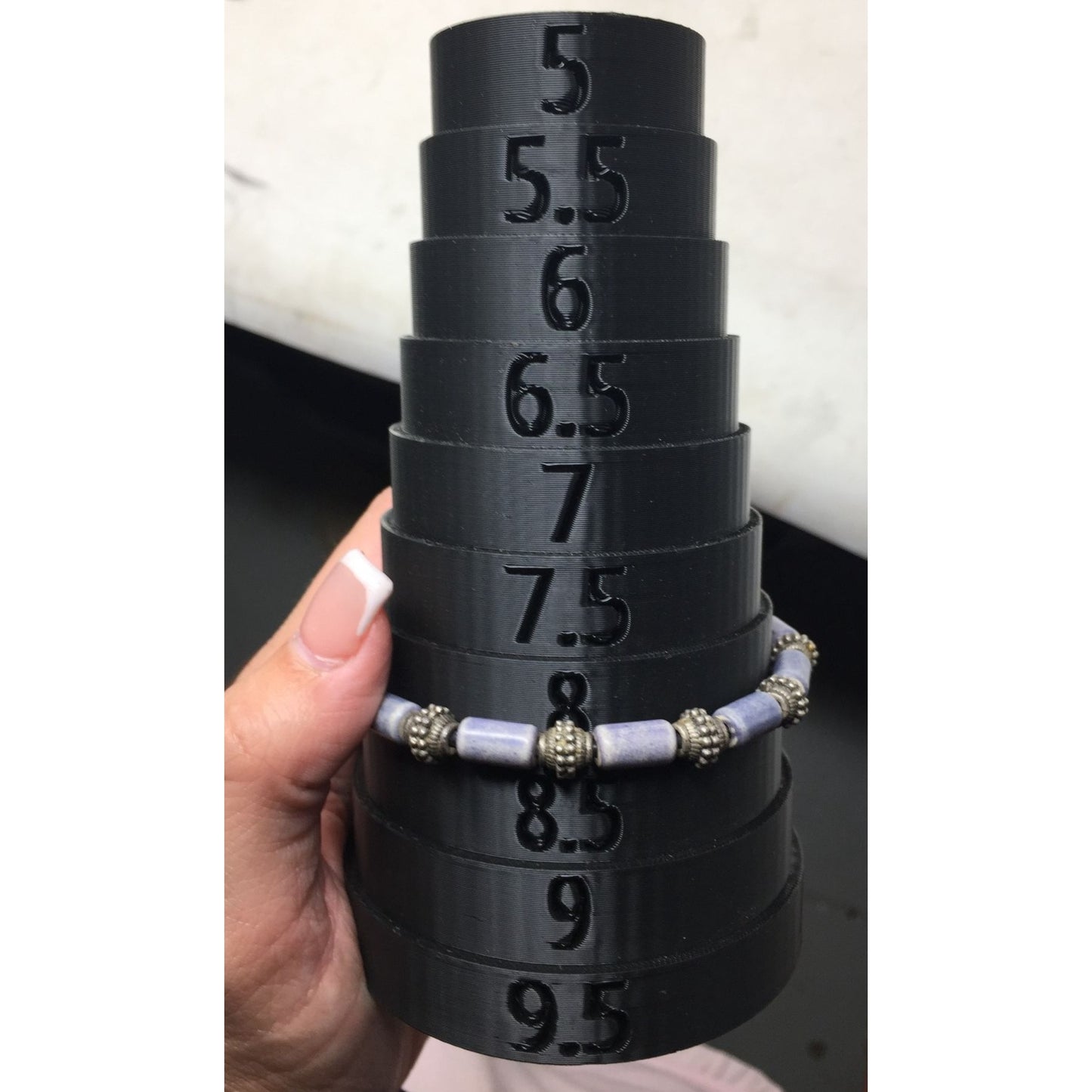 Women's Silver tone Bracelet with Blue and Silver Beads