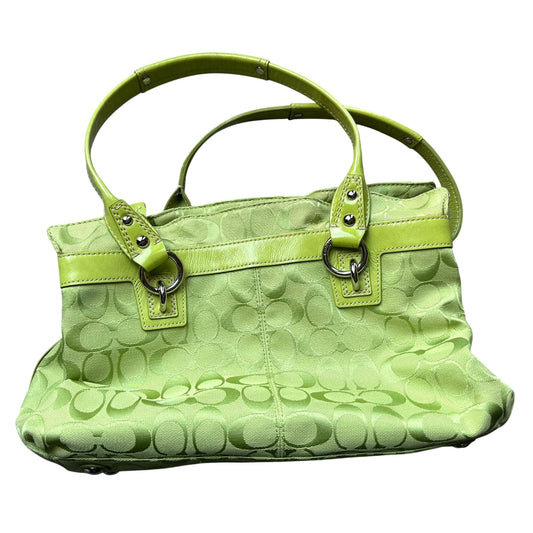 COACH Lime Green PENELOPE Jacquard Signature Shopper Satchel