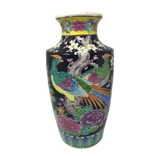 Beautiful Antique Japanese Floral Glazed Porcelain Urn/Vase with Peacock/Flowers on it