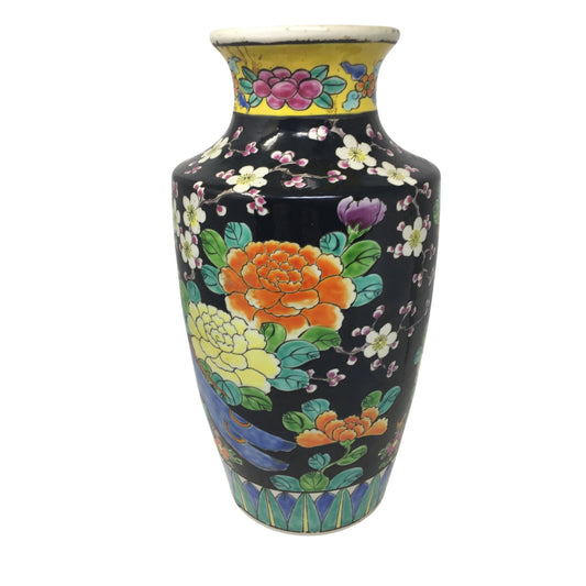 Beautiful Antique Japanese Floral Glazed Porcelain Urn/Vase with Peacock/Flowers on it