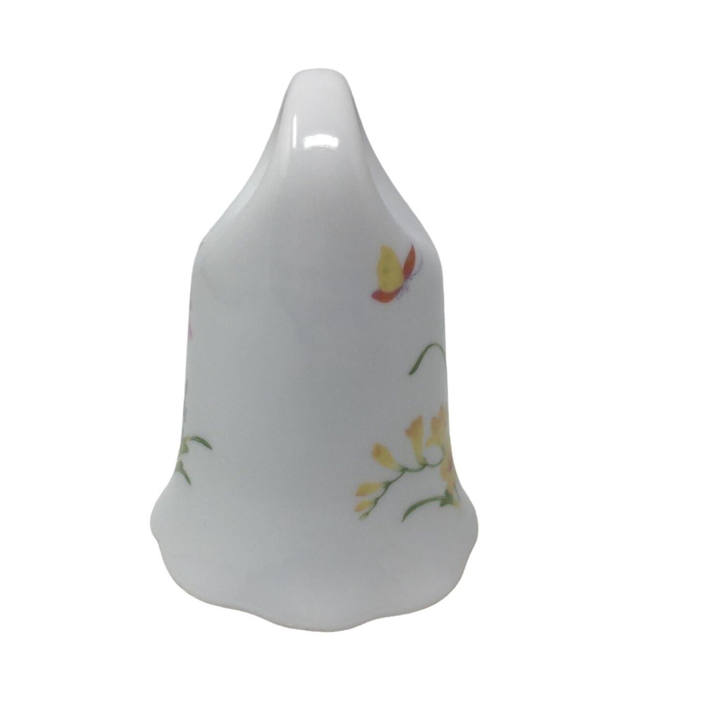 Vintage White Porcelain Hand Bell with Floral Print on both sides