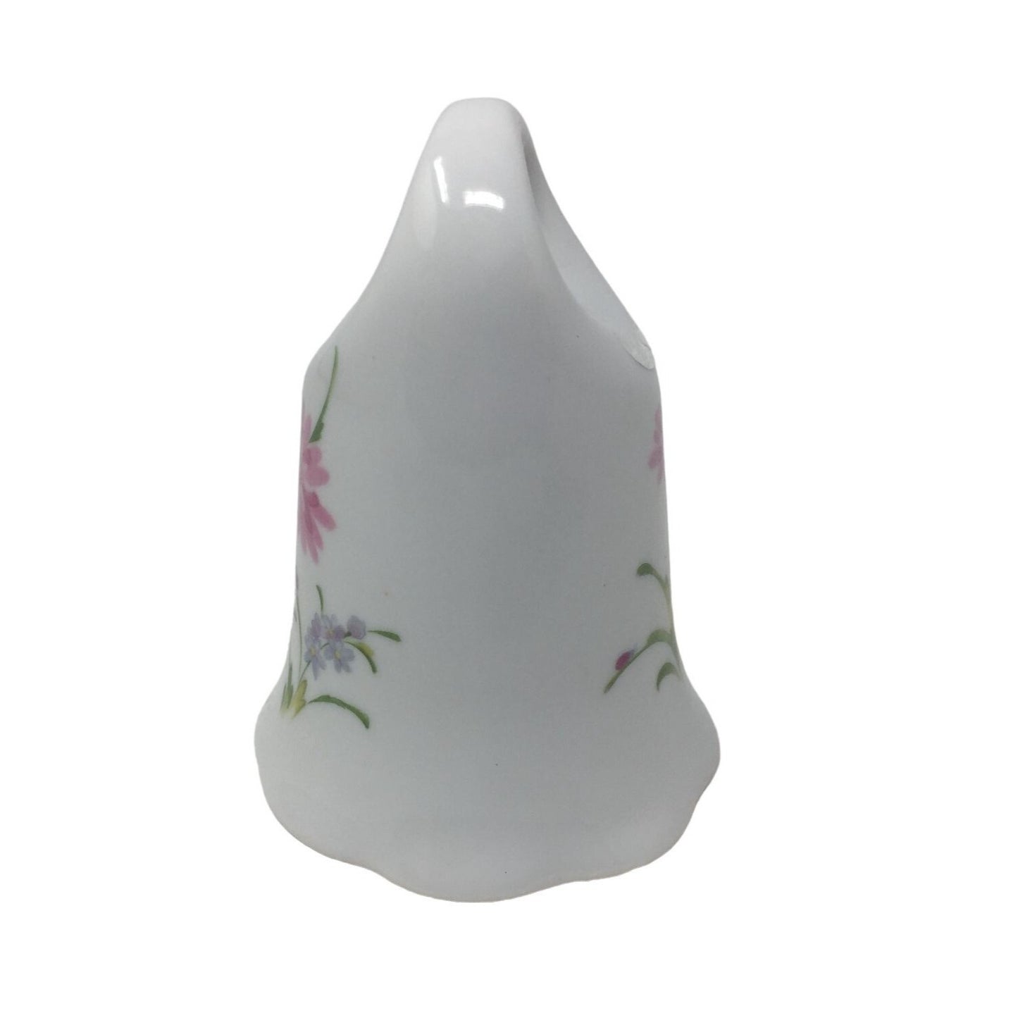 Vintage White Porcelain Hand Bell with Floral Print on both sides