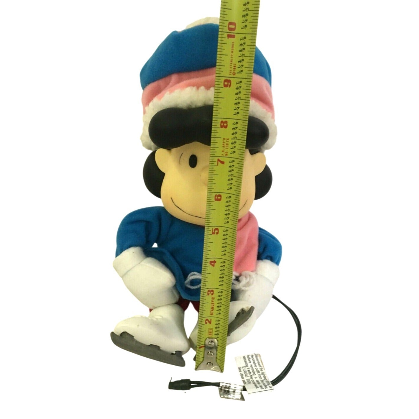 LUCY - Charlie Brown Christmas - Animated Plush w Ice Skate - Plugs into Light Set - Blue Outfit Pink & Blue Scarf & Hat