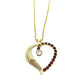 Heart Pendant on thin chain Gold Plate Heart Necklace with  Red & White Stones