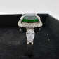 3.66ct Lab Created Emerald and White Gemstone Ring Size 7