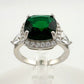 3.66ct Lab Created Emerald and White Gemstone Ring Size 7