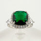 3.66ct Lab Created Emerald and White Gemstone Ring Size 7