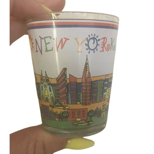 Vintage NYC New York Shot Glass with Different Landmarks on it