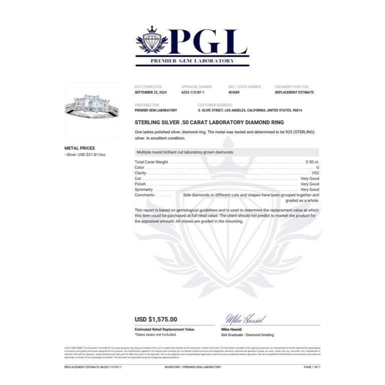 Stunning 1/2 Carat VS Lab Diamond Ring with Digital Appraisal Size 10