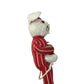 Vintage Christmas Stuffed Mouse Wearing Red and White Striped Pajamas