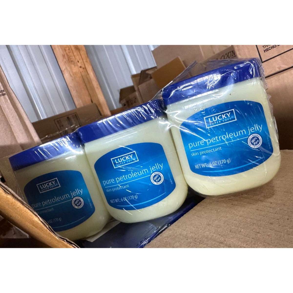 Lucky Super Soft Pure Petroleum Jelly Skin Protectant 6 oz Container - Pack of 6 A+ Stuff  A+ Stuff Skincare