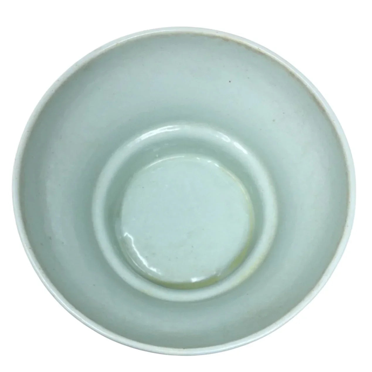 Vintage 7" Ceramic Light Green/Gold Metal Footed Bowl - A+ Stuff
