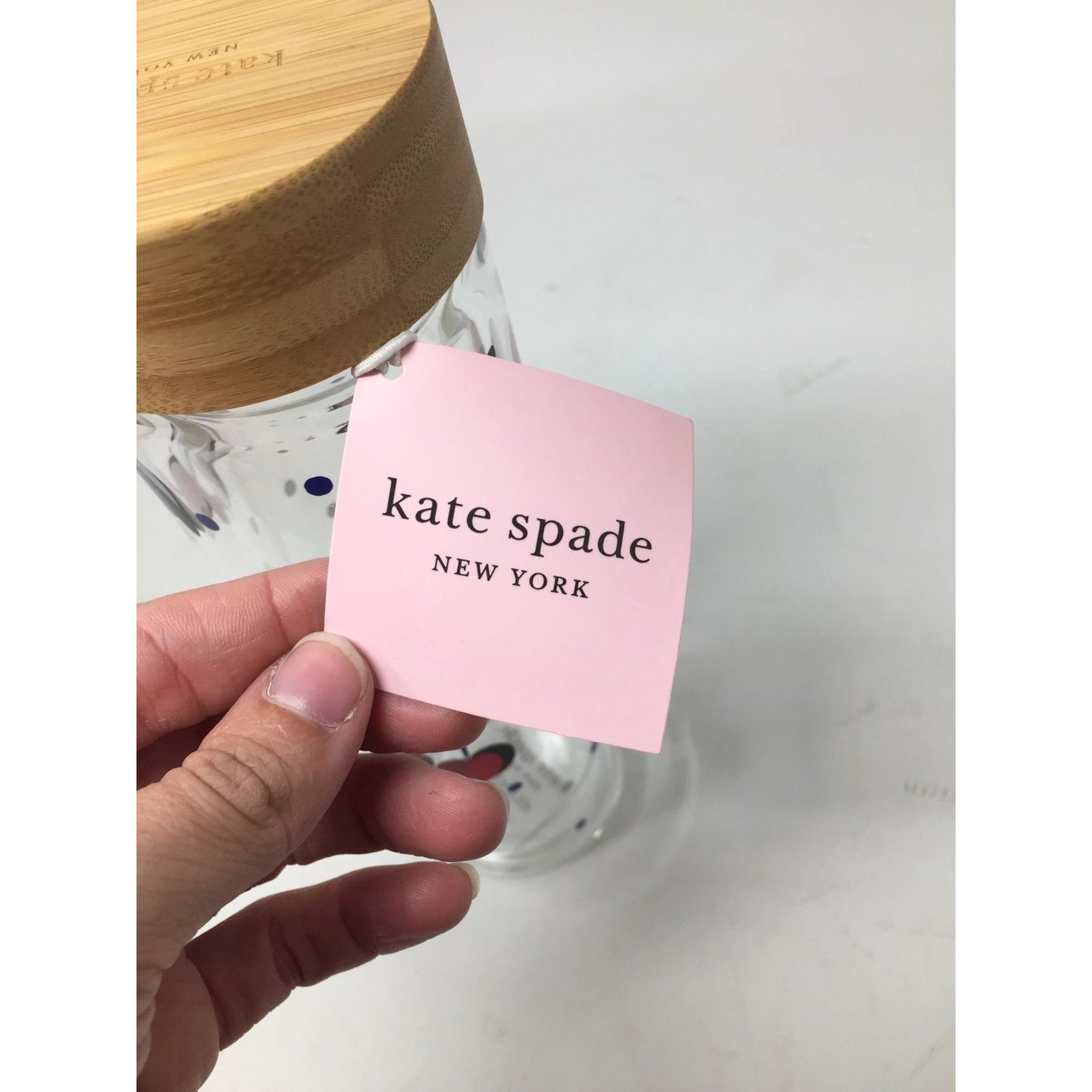 Kate Spade Vintage Cherry Dot Glass Hydration Water Bottle 15  oz