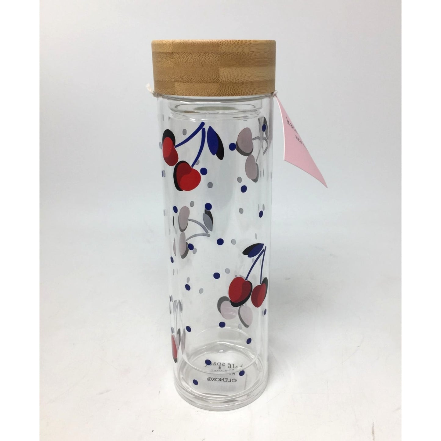 Kate Spade Vintage Cherry Dot Glass Hydration Water Bottle 15  oz