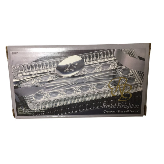 Royal Brighton Indiana Glass Cranberry Tray with Server