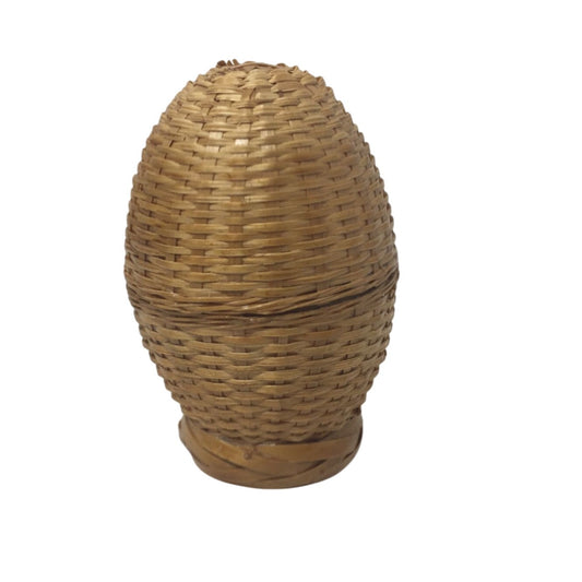 Vintage Collectible Miniature Woven Wicker Lidded Egg