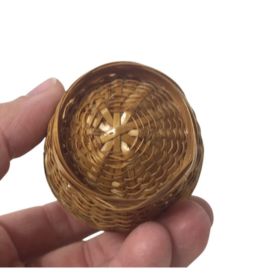 Vintage Collectible Miniature Woven Wicker Lidded Egg