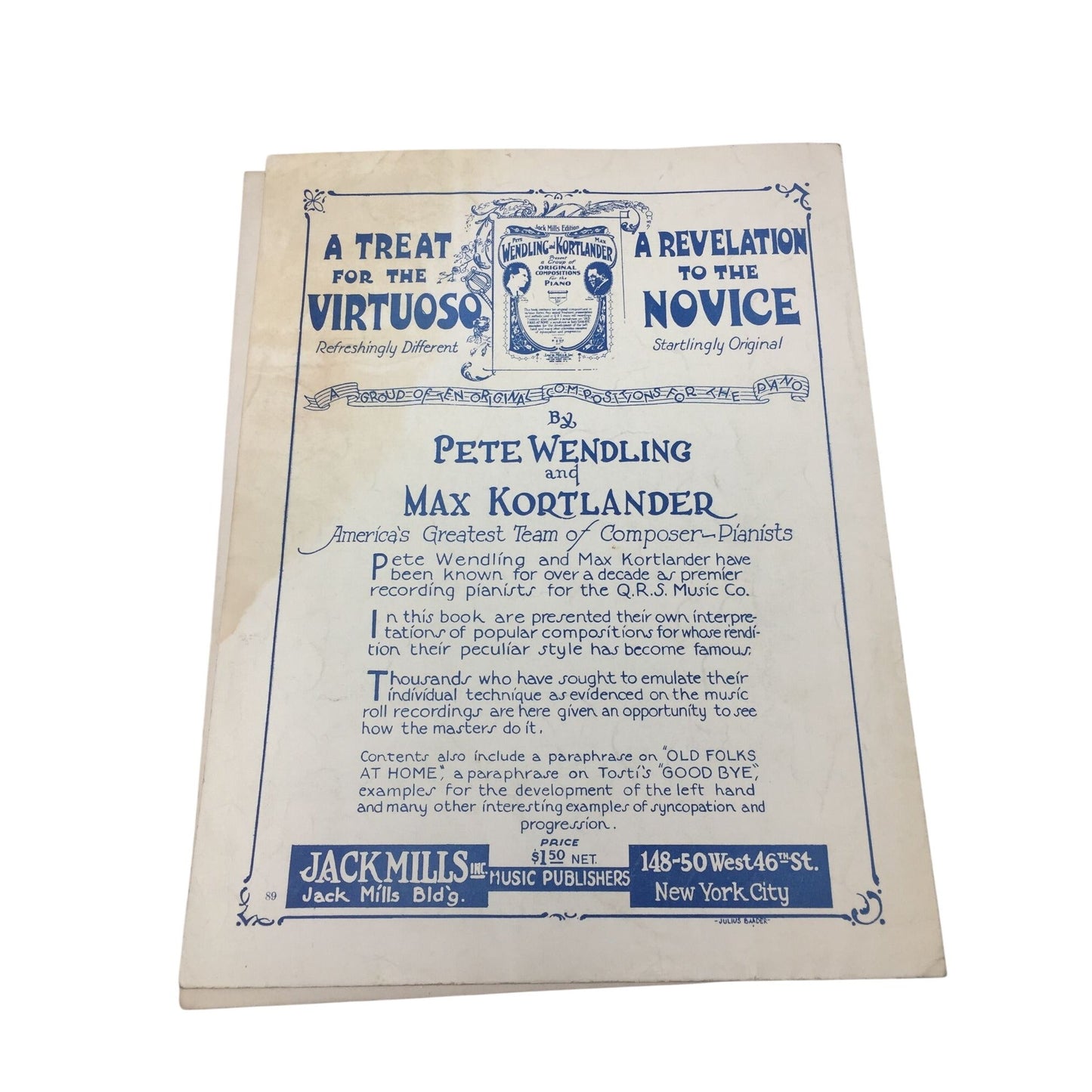 Vintage 1927 Novelty Piano Solo Sheet Music for "Naughty Naurette" Lew Pollack  A+ Stuff Sheet Music