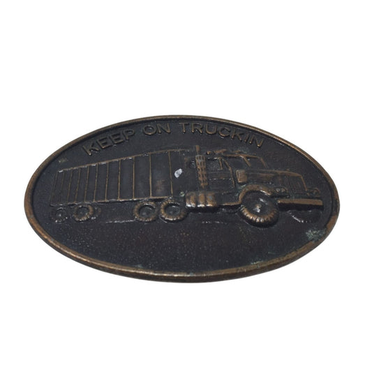 Keep On Truckin' Vintage Metal Belt Buckle