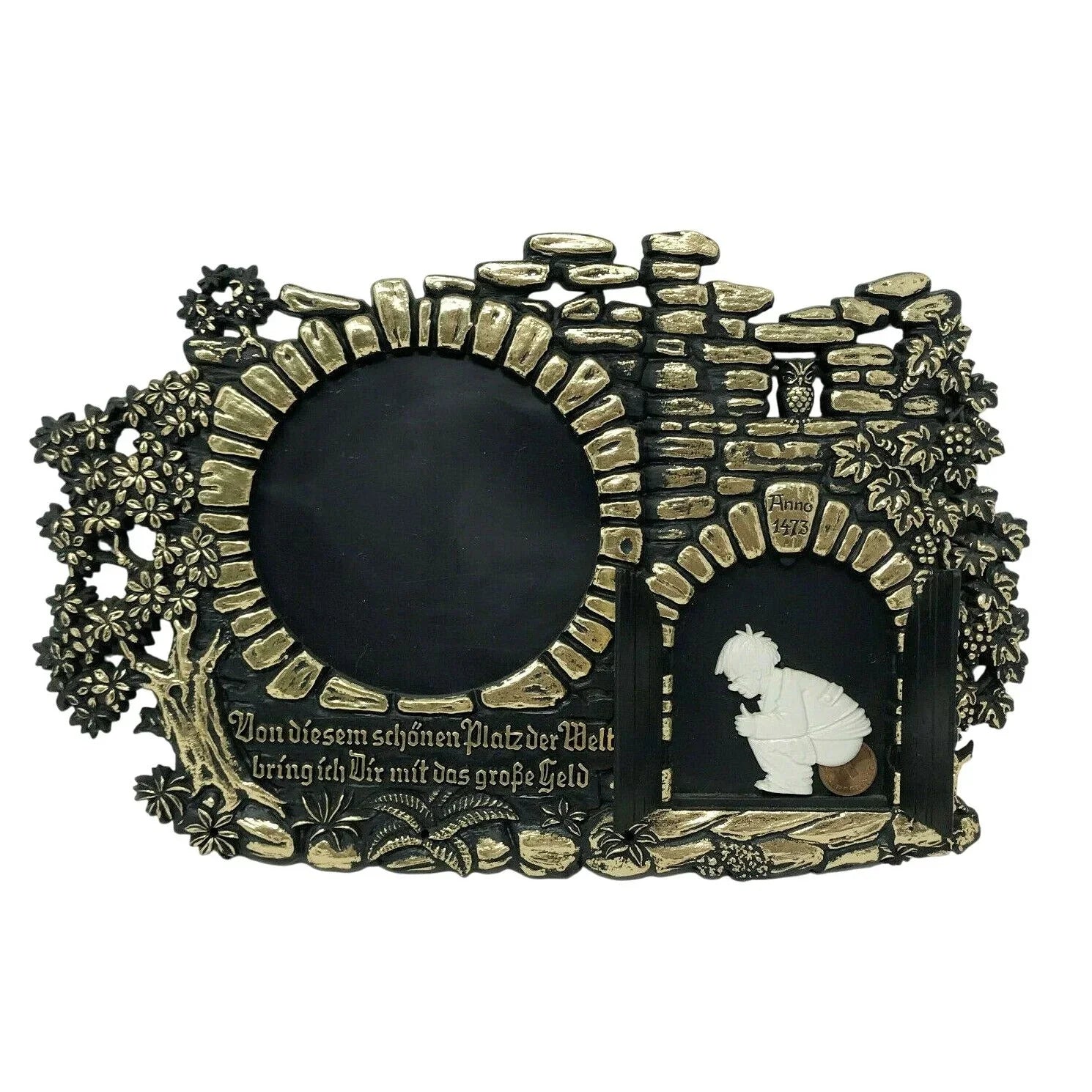 Vintage Souvenir Photo Frame w Man Pooping  Pfenning Behind Door - Bringin home "Big Money" from beautiful place Unbranded  A+ Stuff Souvenir