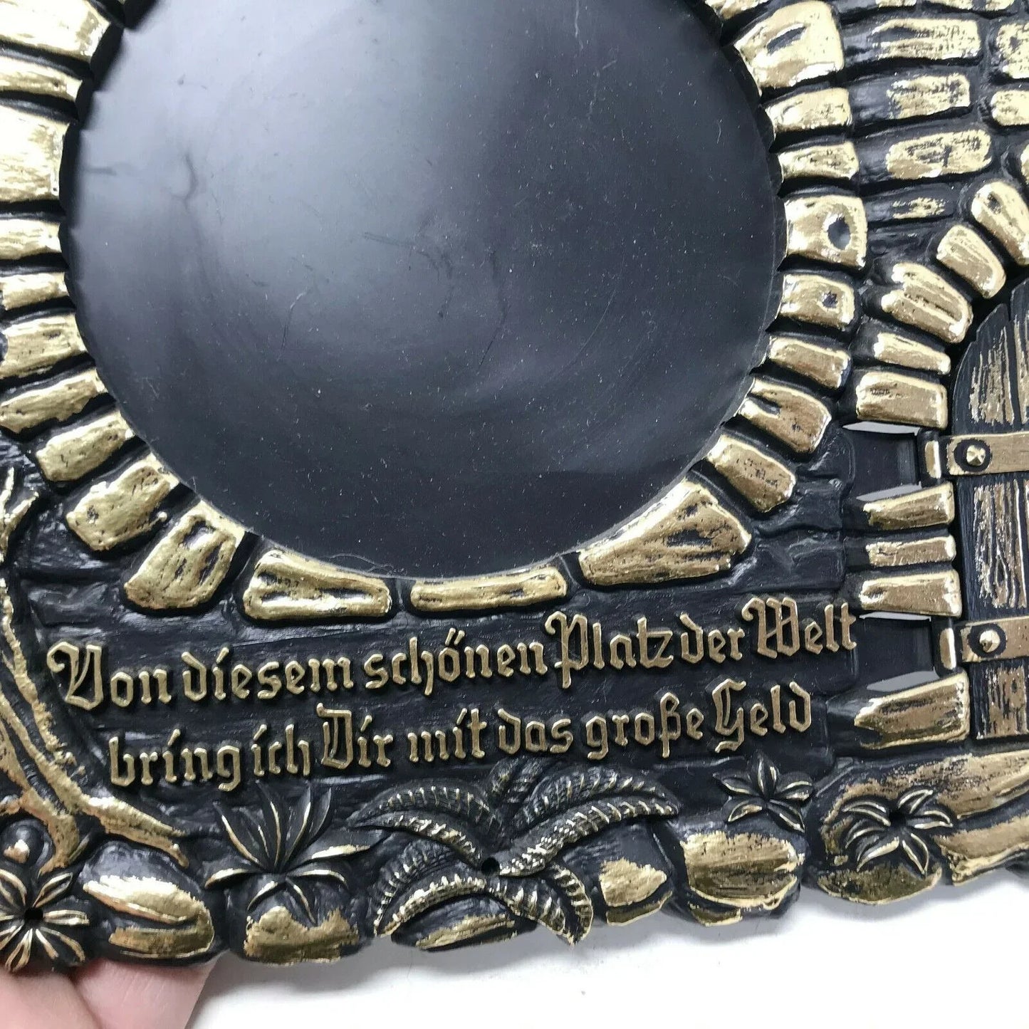 Vintage Souvenir Photo Frame w Man Pooping  Pfenning Behind Door - Bringin home "Big Money" from beautiful place Unbranded  A+ Stuff Souvenir