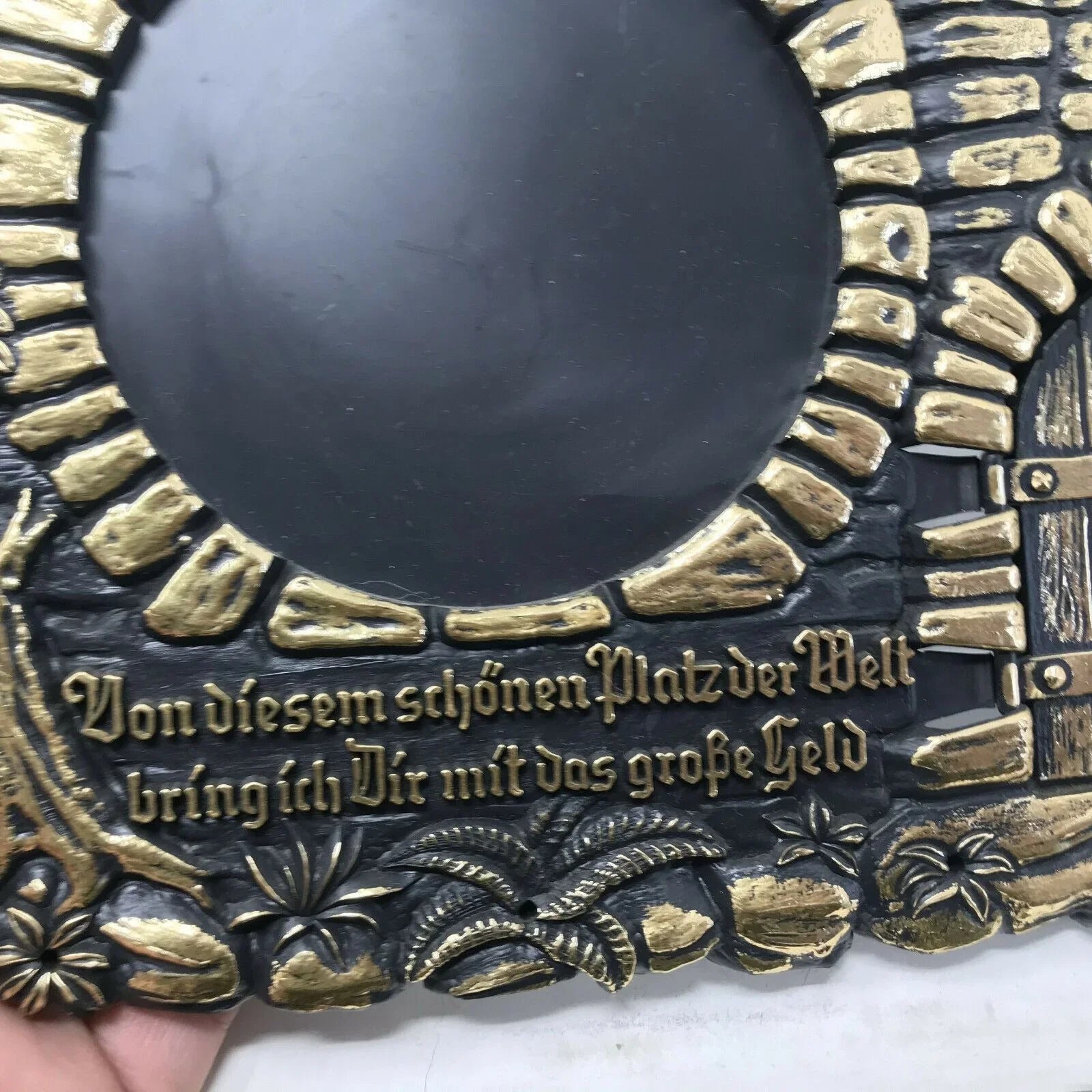 Vintage Souvenir Photo Frame w Man Pooping  Pfenning Behind Door - Bringin home "Big Money" from beautiful place Unbranded  A+ Stuff Souvenir