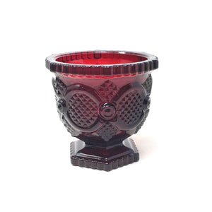 Vintage Avon 1876 Cape Cod Ruby Red Glass Footed Open Sugar Bowl