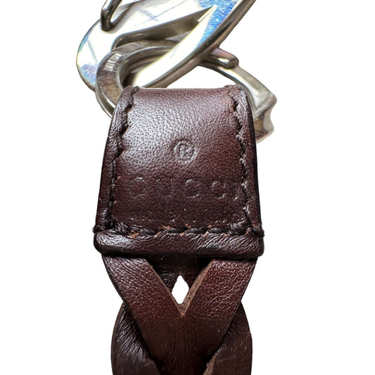 GUCCI Brown Braided Leather Belt with Caribiner Style Clasps