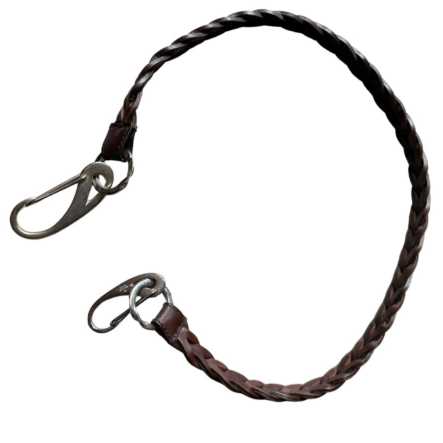 GUCCI Brown Braided Leather Belt with Caribiner Style Clasps