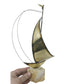 Mid-Century MODERN Brass SAILBOAT Sculpture QUARTZ Base (Signed on Top of Base) --  A+ Stuff Sculptures & Statues