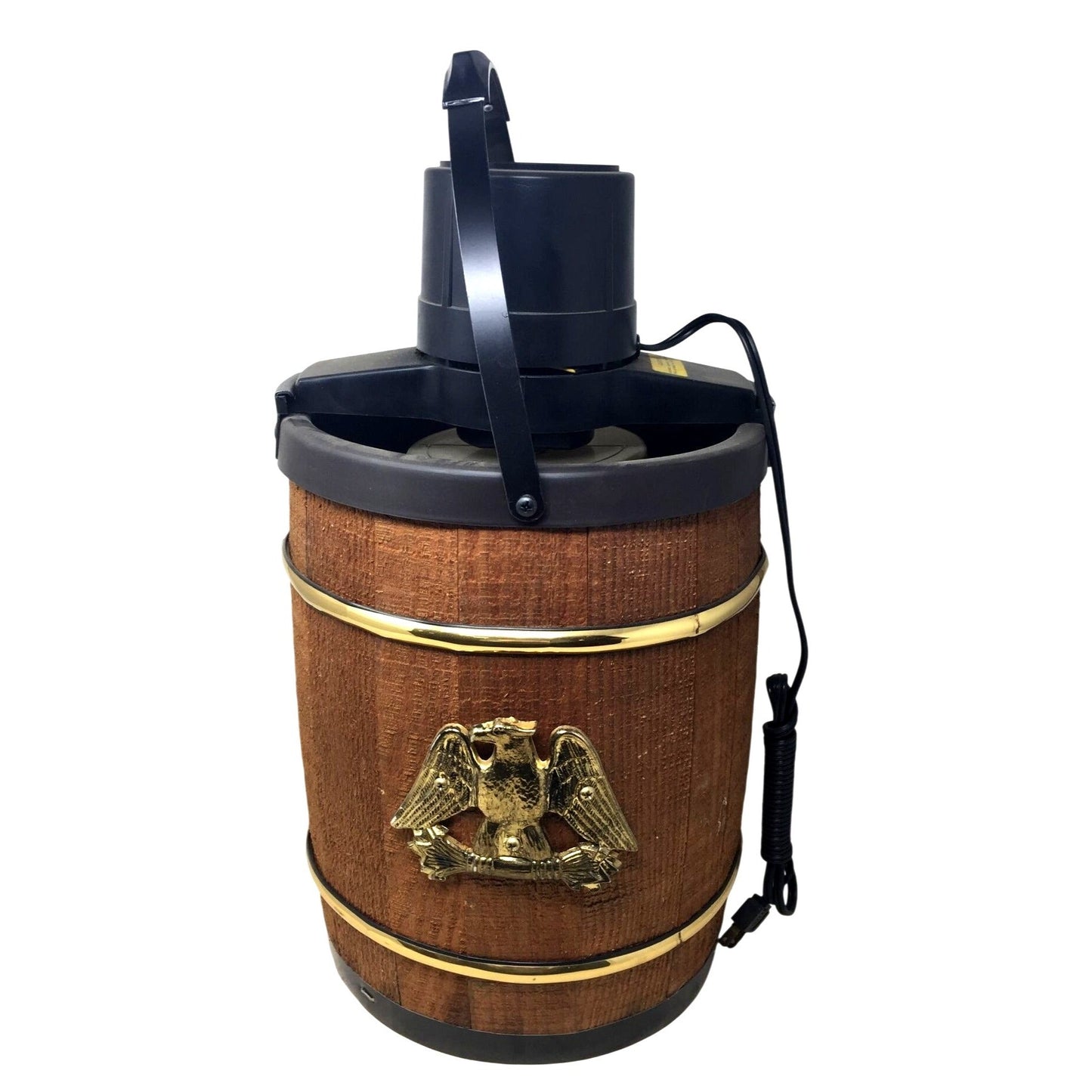 Vintage Electric Wooden Barrel Ice Cream Freezer Maker Churn with Gold Eagle -  A+ Stuff